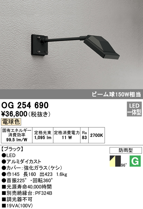 OG254711 オーデリック 屋外用スポットライト LED（昼白色） - 5